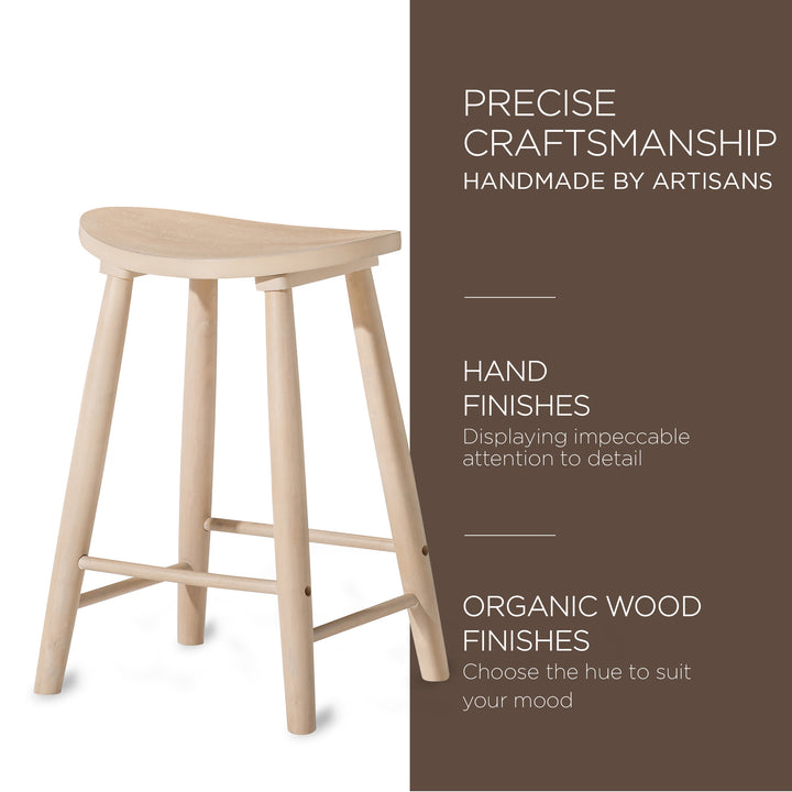 Maven Lane Luna Counter Stool in Light Oak Wood Finish, Set of 4 (Open Box)