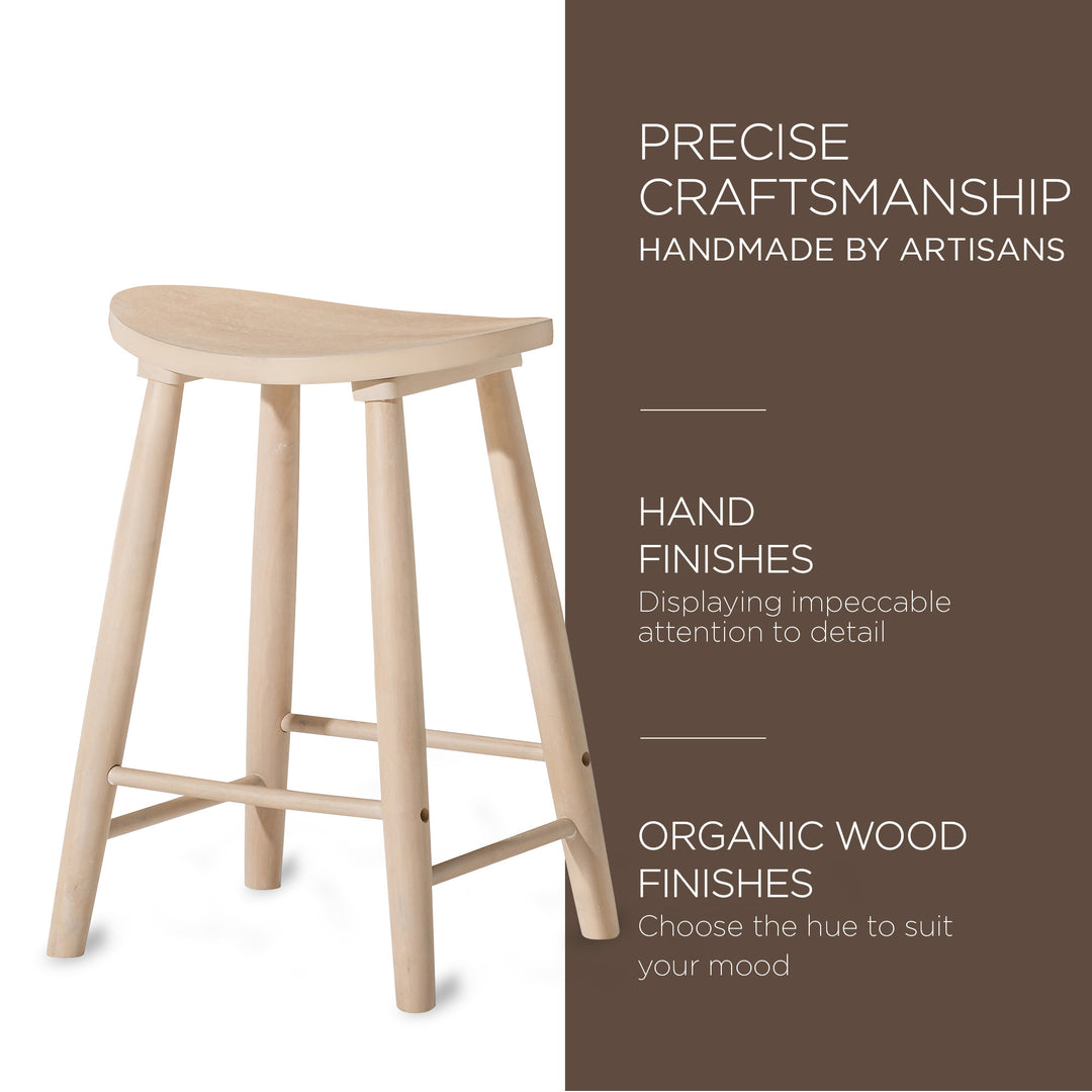 Maven Lane Luna Counter Stool in Light Oak Wood Finish, Set of 2 (Used) - VMInnovations