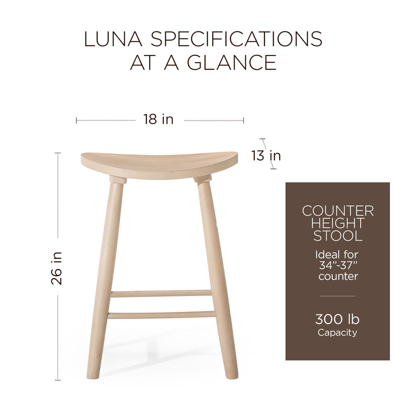 Maven Lane Luna Counter Stool in Light Oak Wood Finish (Used)