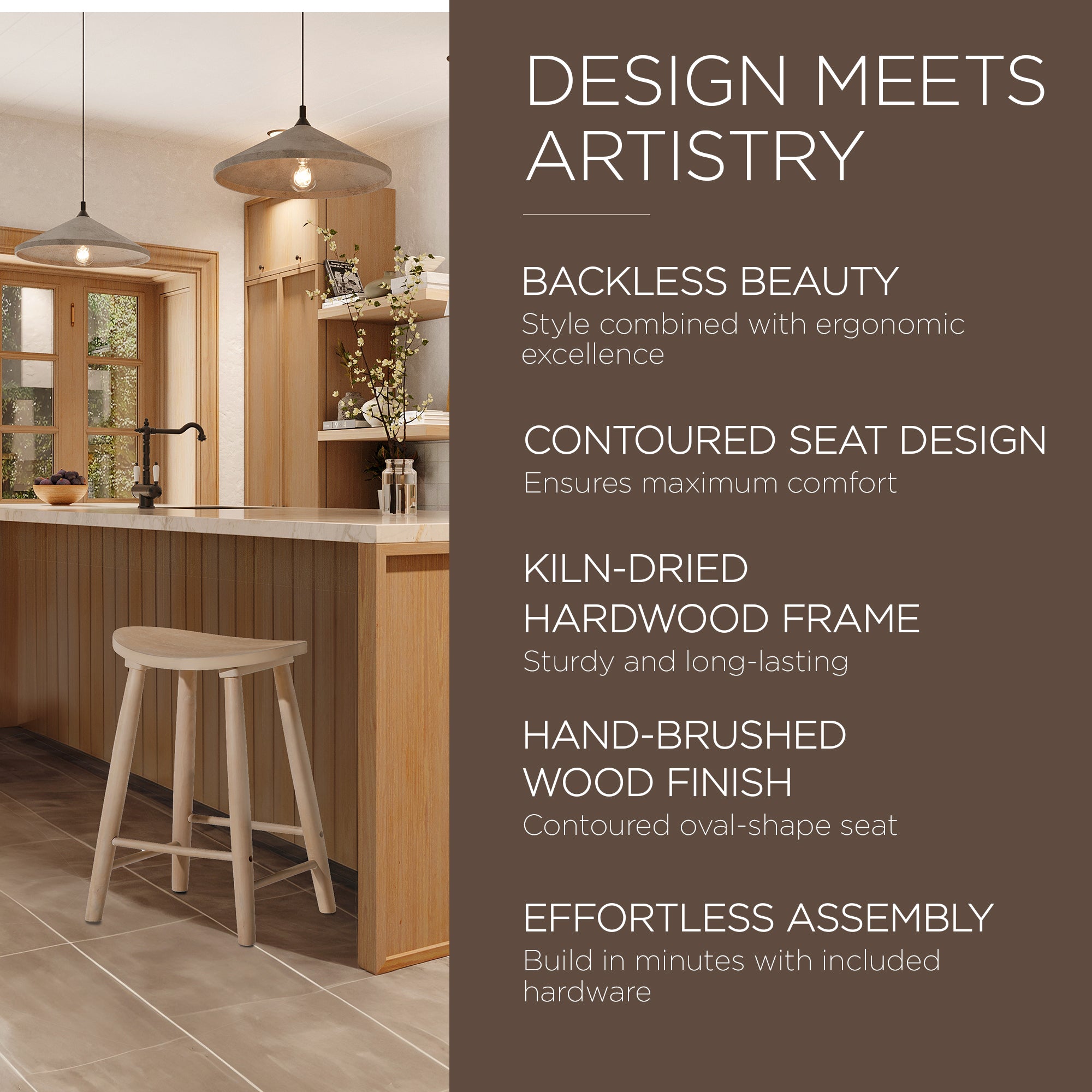 Maven Lane Luna Counter Stool in Light Oak Wood Finish (Used) - VMInnovations