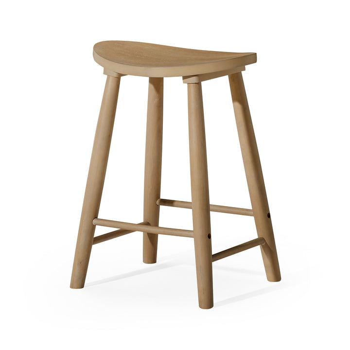 Maven Lane Luna Counter Stool in Light Oak Wood Finish, Set of 2 (Used) - VMInnovations