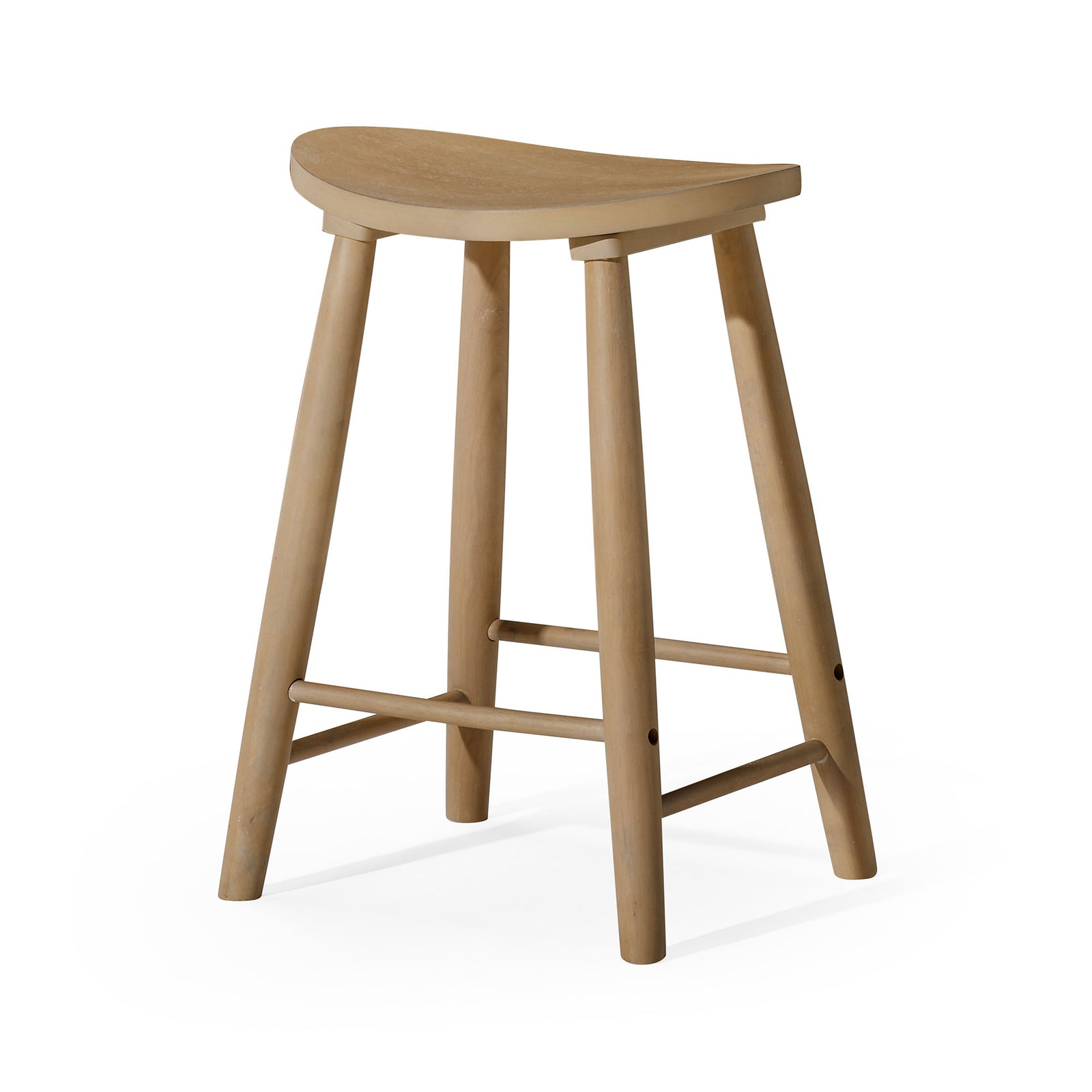 Maven Lane Luna Counter Stool in Light Oak Wood Finish, Set of 4 - VMInnovations