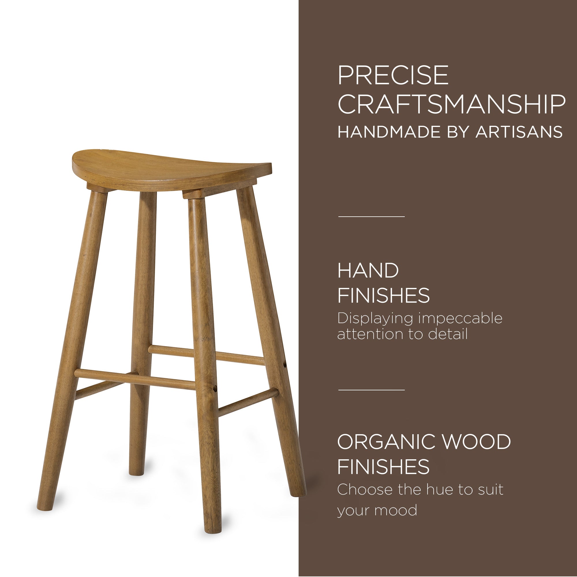 Maven Lane Luna Bar Stool in Rustic Natural Wood Finish (For Parts)