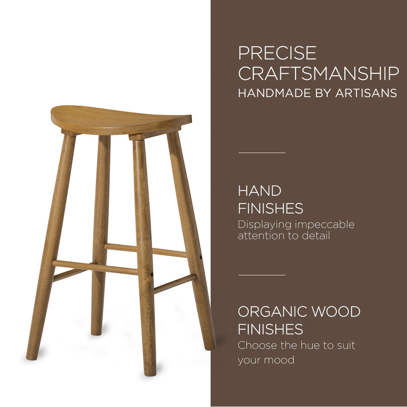 Maven Lane Luna Bar Stool in Rustic Natural Wood Finish (Open Box)