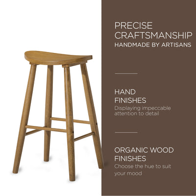 Maven Lane Luna Bar Stool in Rustic Natural Wood Finish (Used)