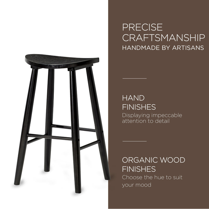 Maven Lane Luna Bar Stool in Rustic Black Wood Finish (For Parts)