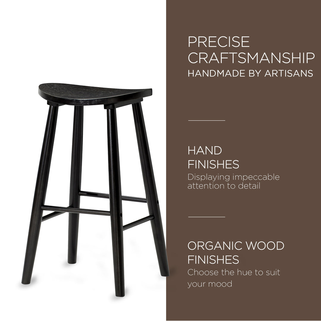 Maven Lane Luna Bar Stool in Rustic Black Wood Finish (For Parts) - VMInnovations