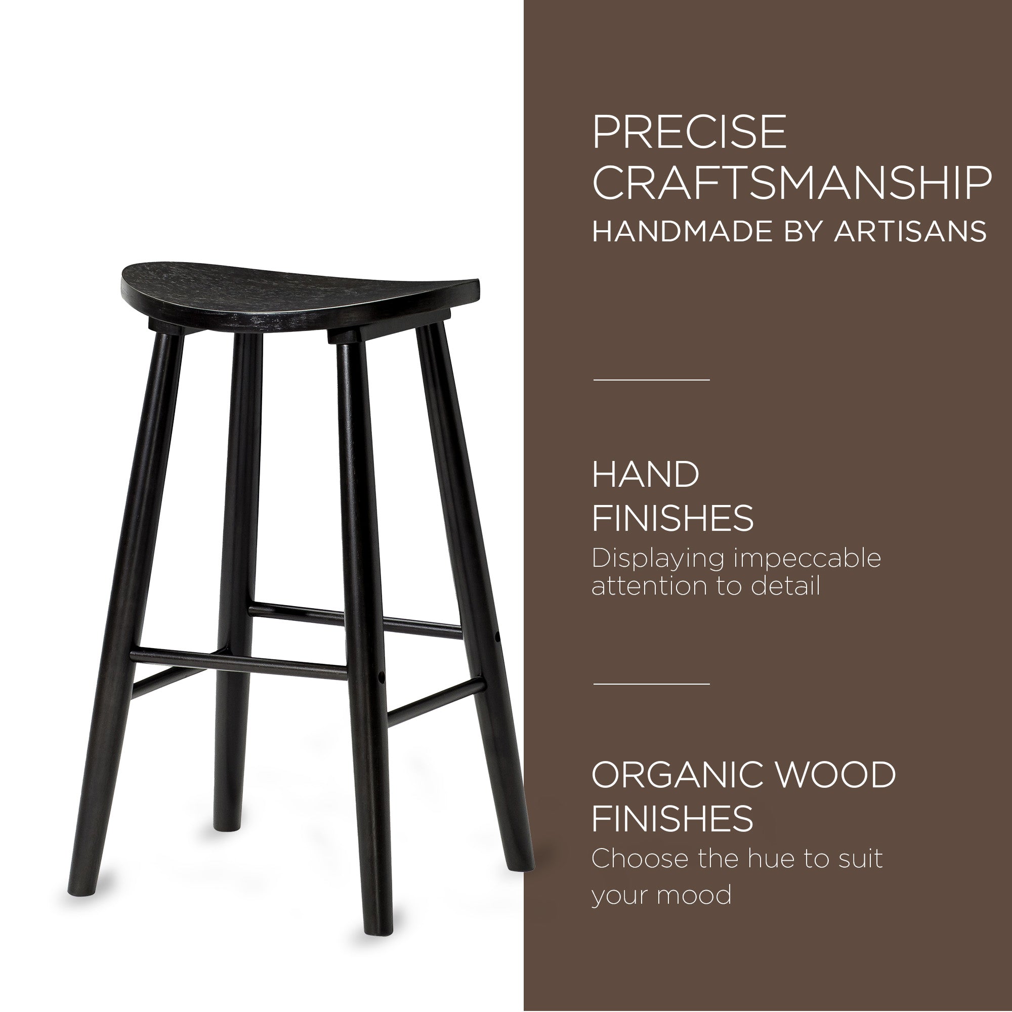Maven Lane Luna Bar Stool in Rustic Black Wood Finish (Used) - VMInnovations