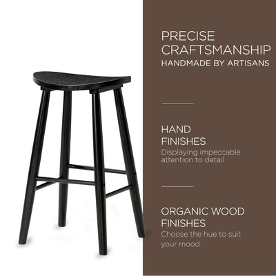 Maven Lane Luna Bar Stool in Rustic Black Wood Finish (Open Box)