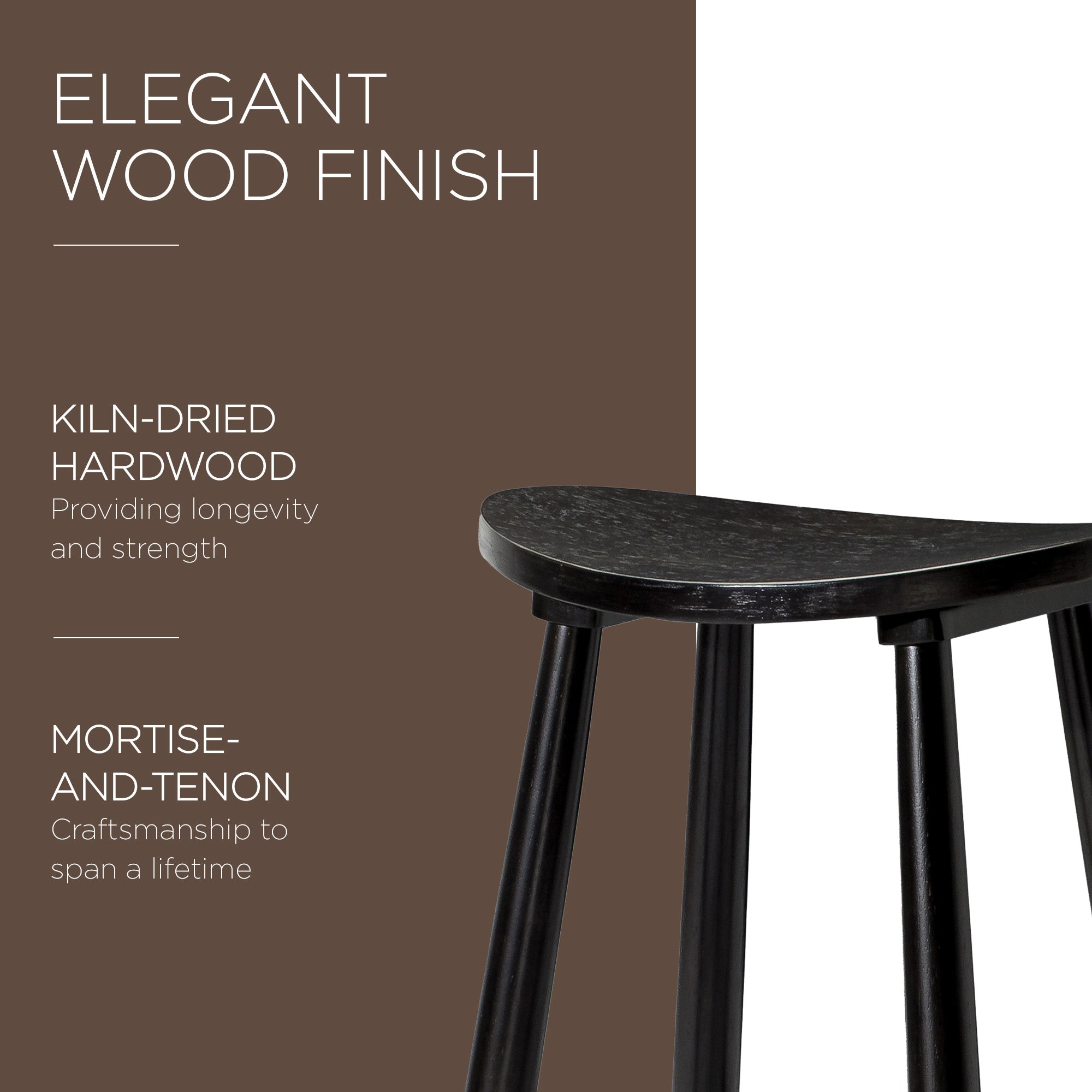 Maven Lane Luna Bar Stool in Rustic Black Wood Finish (For Parts) - VMInnovations