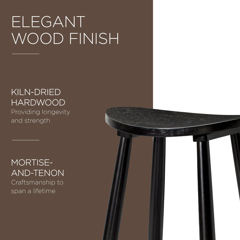 Maven Lane Luna Bar Stool in Rustic Black Wood Finish (For Parts)