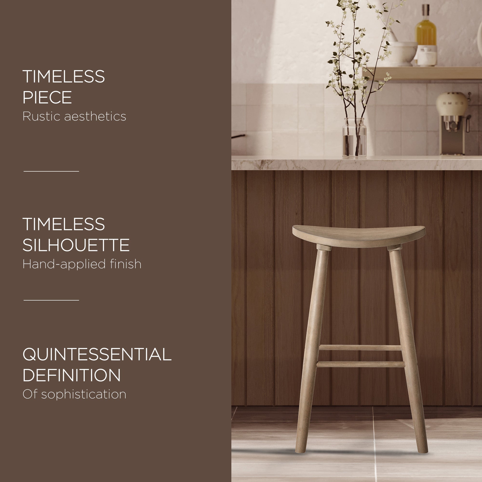 Maven Lane Luna Bar Stool in Light Oak Wood Finish (Open Box) - VMInnovations
