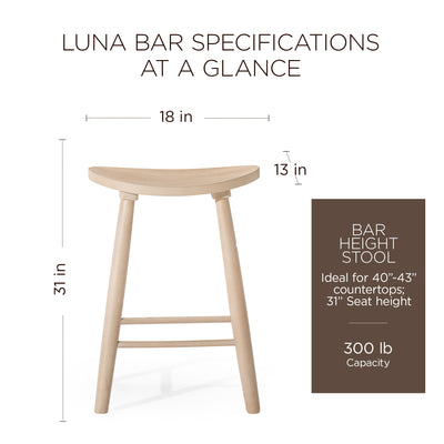 Maven Lane Luna Bar Stool in Light Oak Wood Finish (Used)