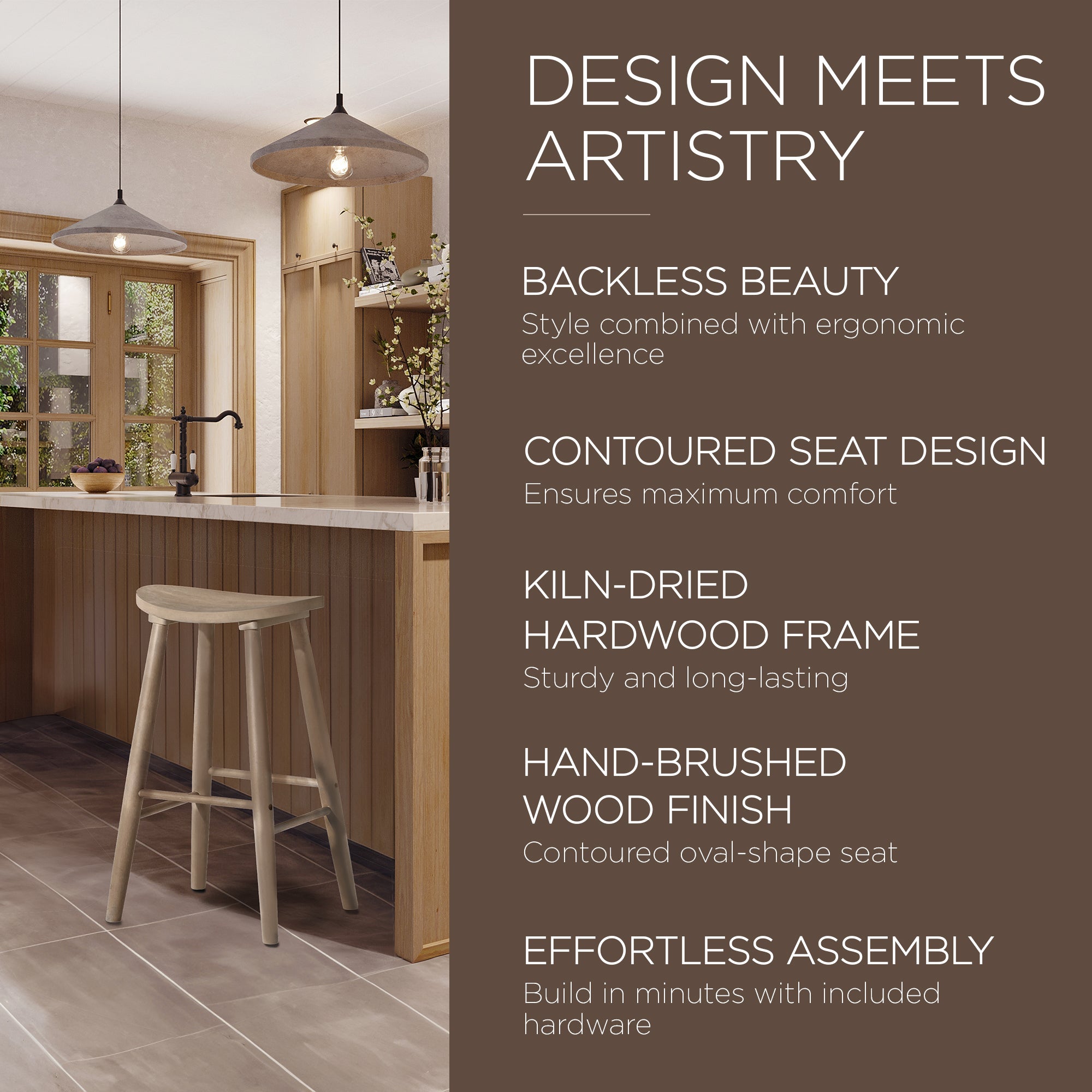 Maven Lane Luna Bar Stool in Light Oak Wood Finish (For Parts) - VMInnovations