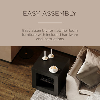 Maven Lane Artemis Contemporary Wooden Side Table in Refined Black Finish (Used) - VMInnovations