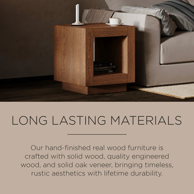 Maven Lane Contemporary Wooden Side Table in Refined Brown Finish (Open Box) - VMInnovations