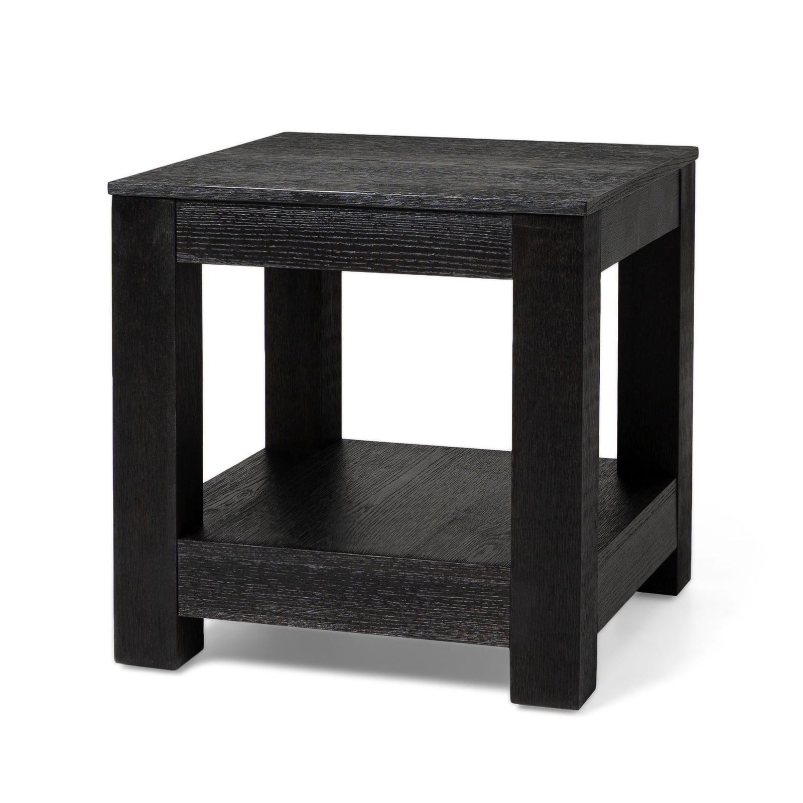 Maven Lane Paulo Wooden Side Table in Weathered Black Finish (Used) - VMInnovations