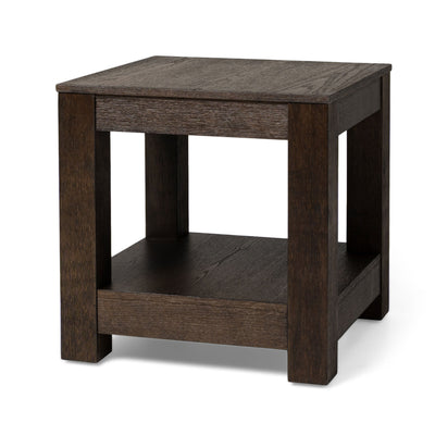 Maven Lane Paulo Wooden Side Table in Weathered Brown Finish - VMInnovations