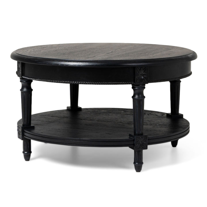 Maven Lane Pullman Traditional Round Coffee Table, Antiqued Black Finish (Used) - VMInnovations