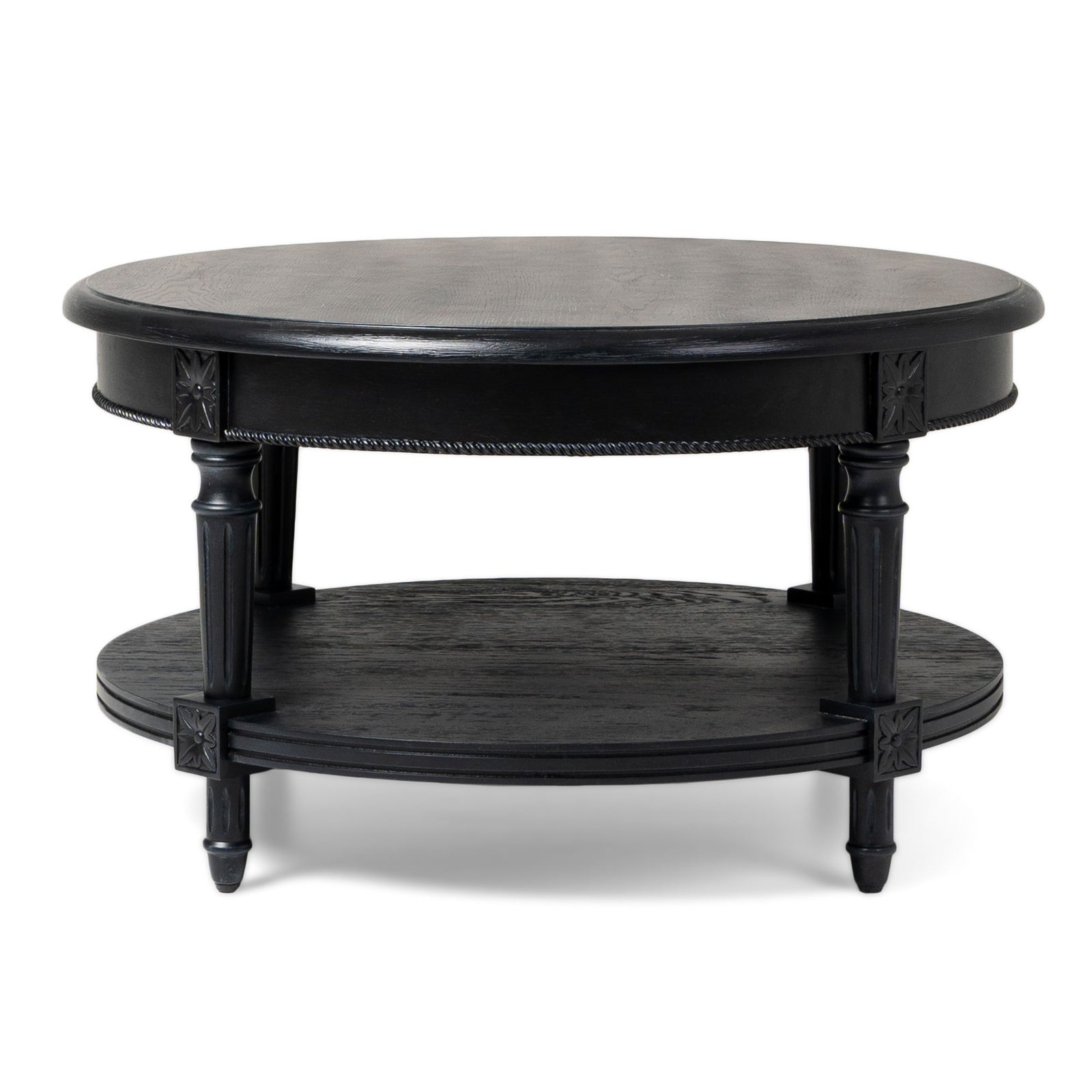 Maven Lane Pullman Traditional Round Wooden Coffee Table, Black, Set of 3 - VMInnovations