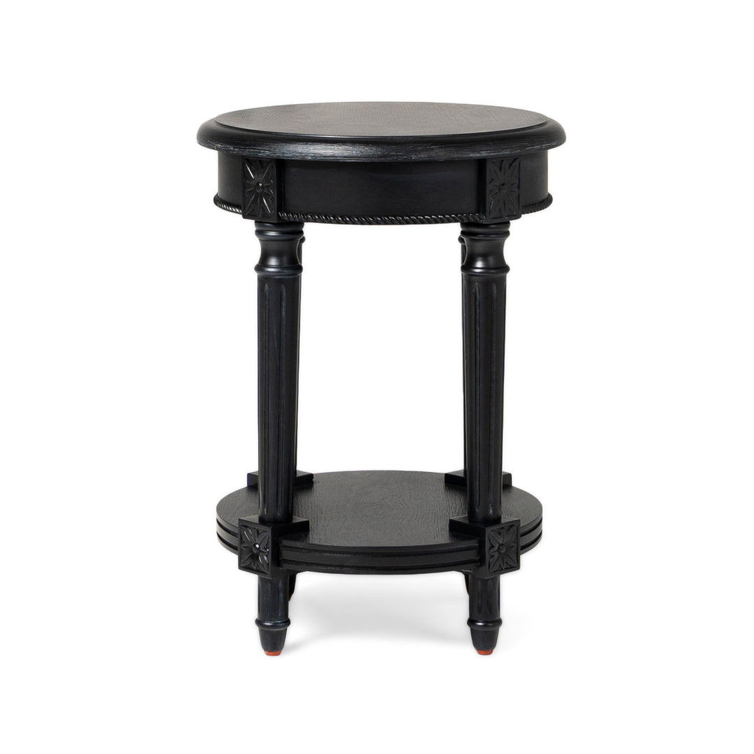 Maven Lane Pullman Traditional Round Wooden Side Table, Black, Set of 4