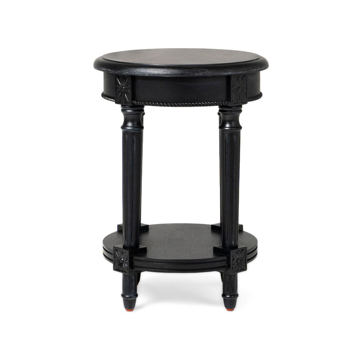 Maven Lane Pullman Traditional Round Wooden Side Table, Black, Set of 4