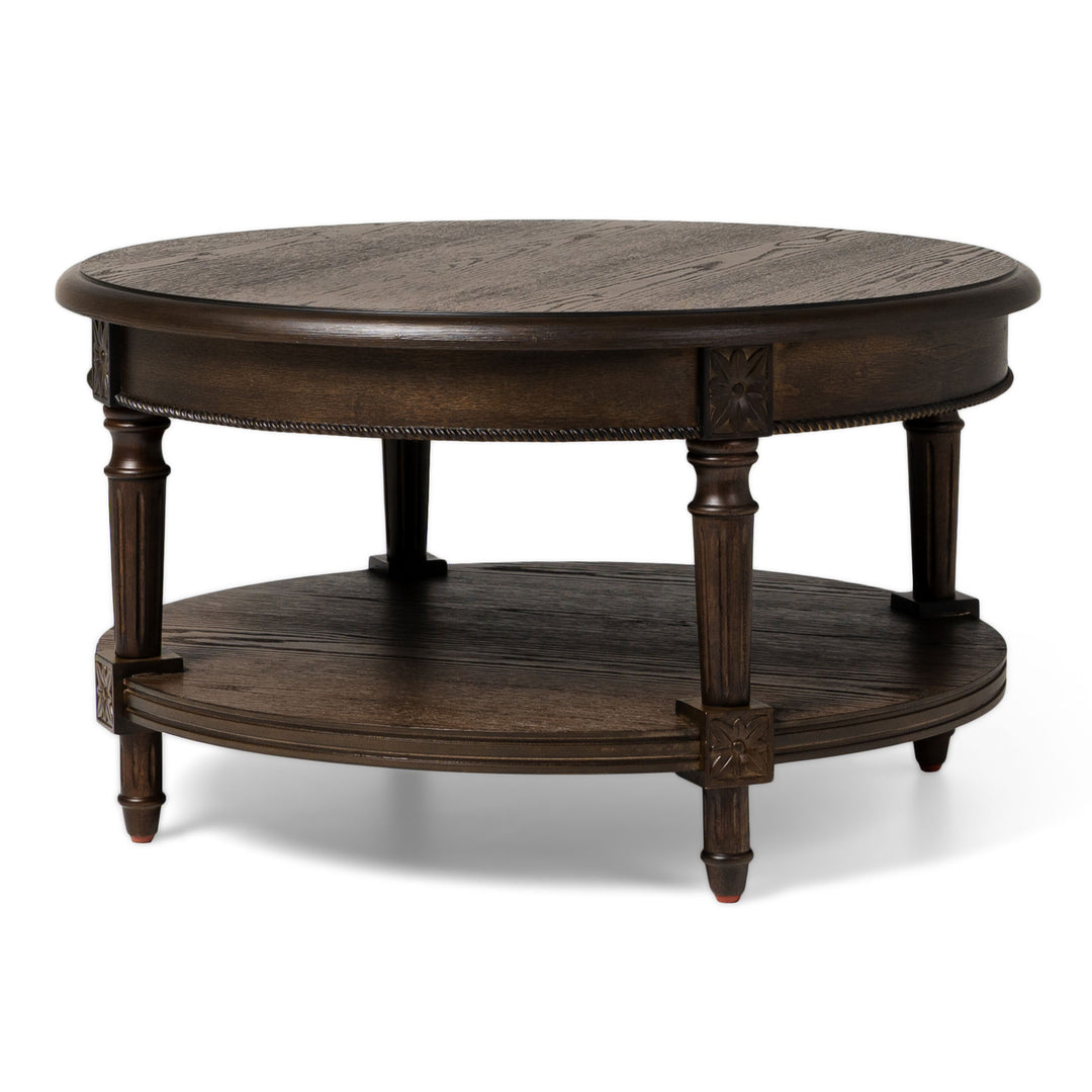 Maven Lane Traditional Wooden Coffee Table, Antiqued Brown Finish (Open Box) - VMInnovations
