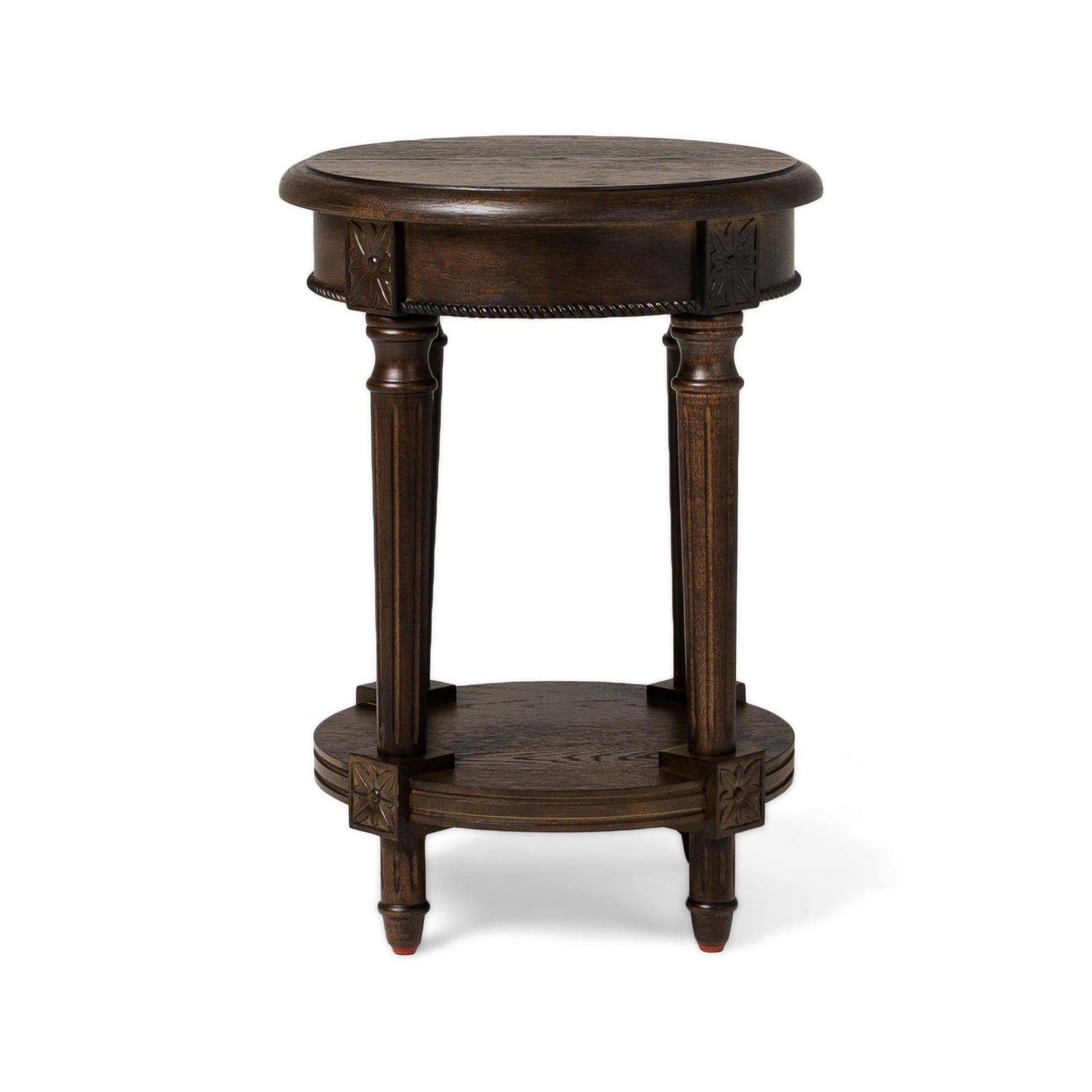 Maven Lane Pullman Traditional Round Wooden Side Table, Brown, Set of 3 - VMInnovations