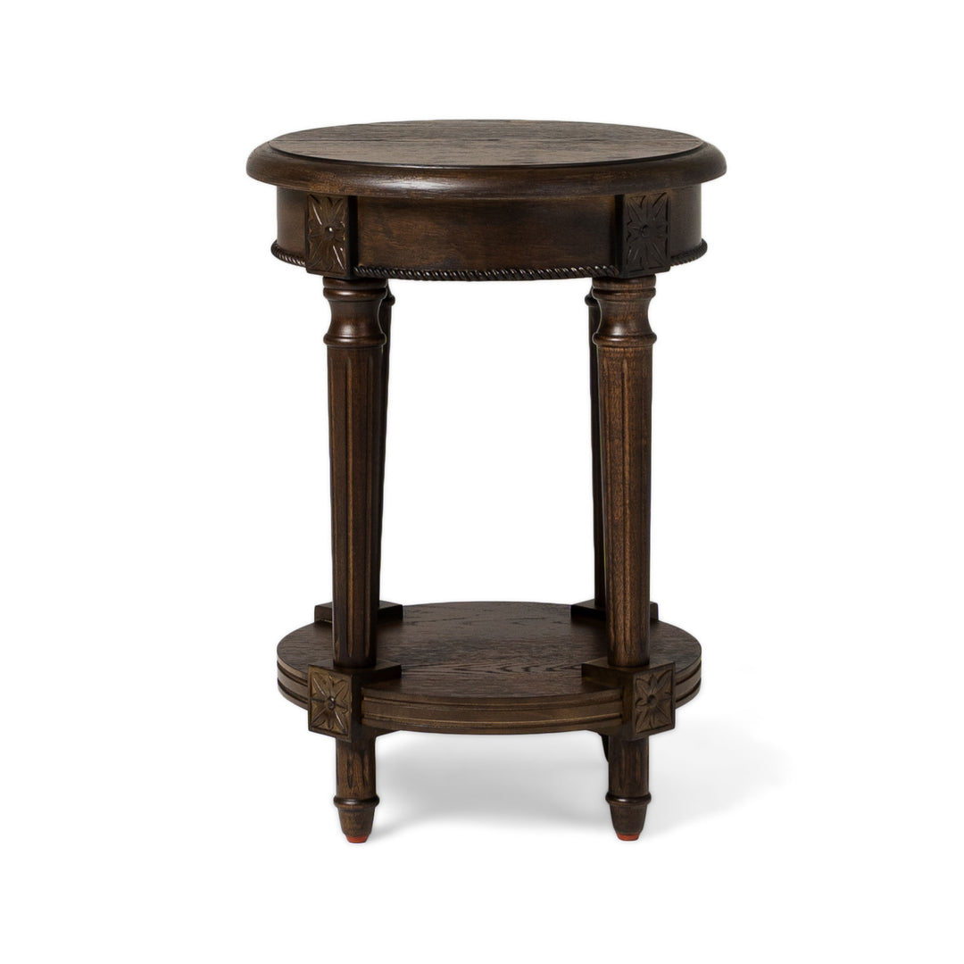 Maven Lane Pullman Traditional Round Wooden Side Table, Brown, Set of 4 - VMInnovations
