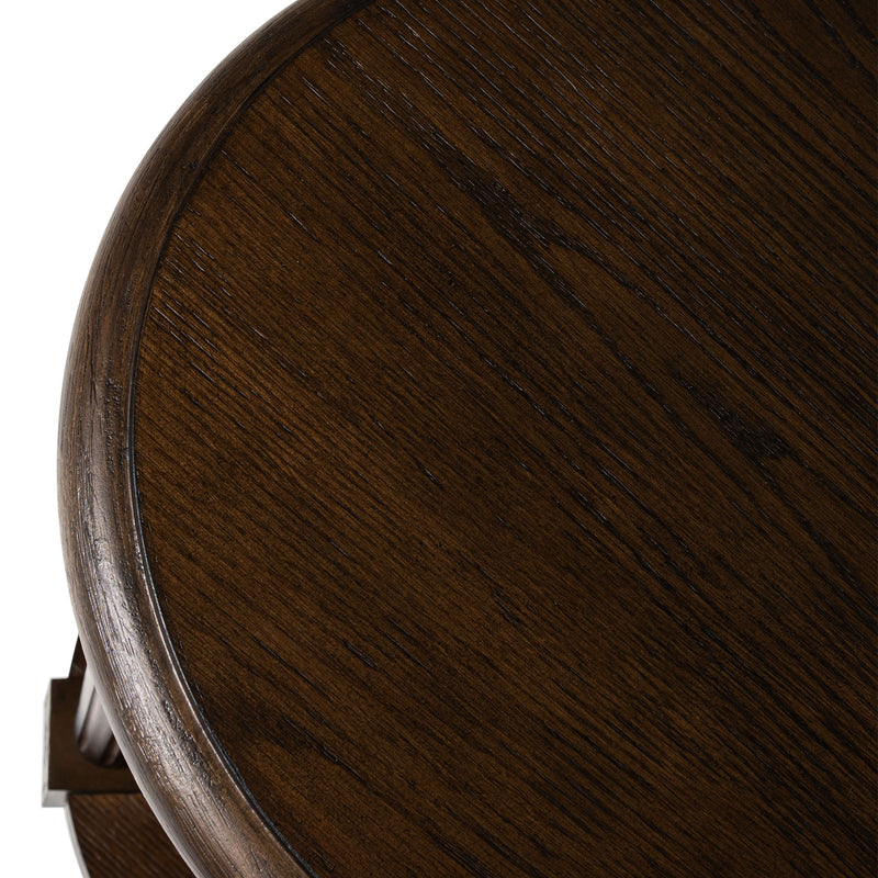 Maven Lane Pullman Traditional Round Wooden Side Table, Brown, Set of 4