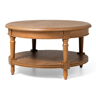 Maven Lane Pullman Traditional Round Wooden Coffee Table, Natural Finish (Used) - VMInnovations