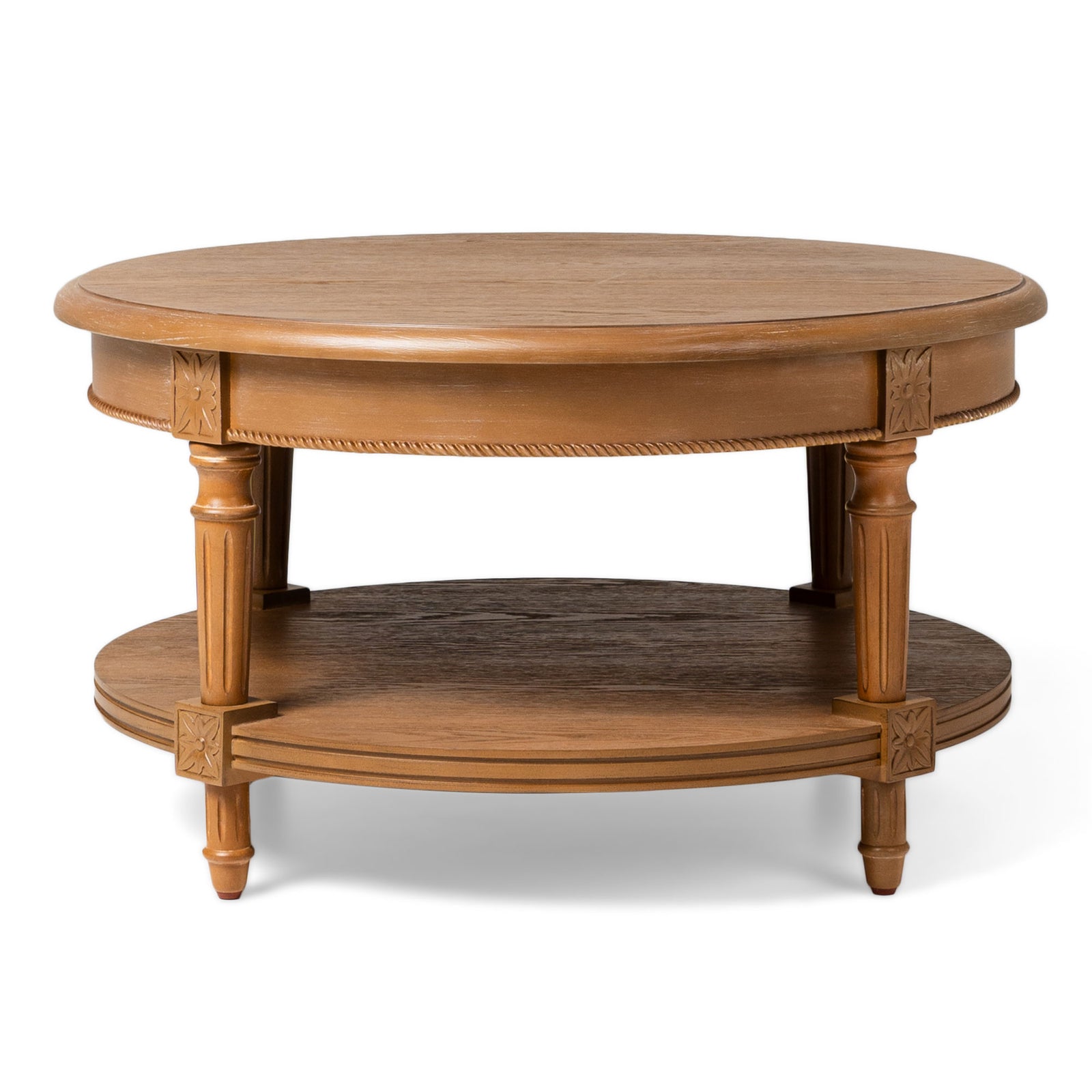 Maven Lane Pullman Traditional Round Wooden Coffee Table, Natural, Set of 4 - VMInnovations