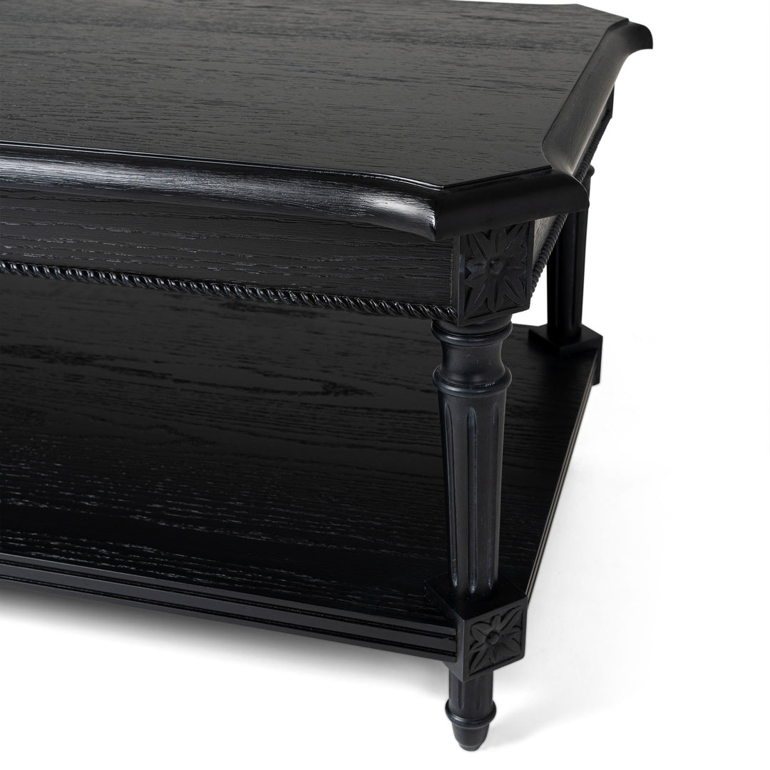 Maven Lane Pullman Traditional Square Wooden Coffee Table, Black, Set of 4