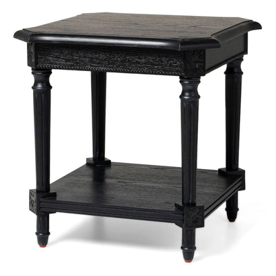 Maven Lane Pullman Traditional Square Wooden Side Table, Antiqued Black Finish - VMInnovations