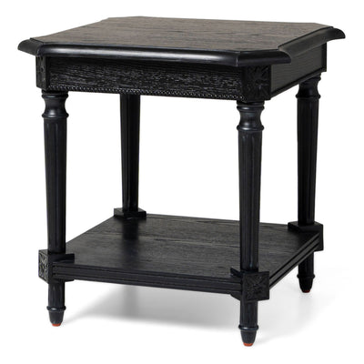 Maven Lane Pullman Traditional Square Wooden Side Table, Antiqued Black Finish