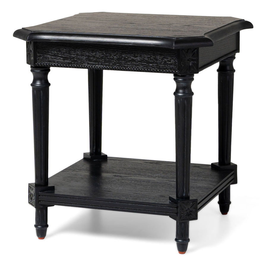 Maven Lane Pullman Traditional Square Wooden Side Table, Black Finish (Used) - VMInnovations