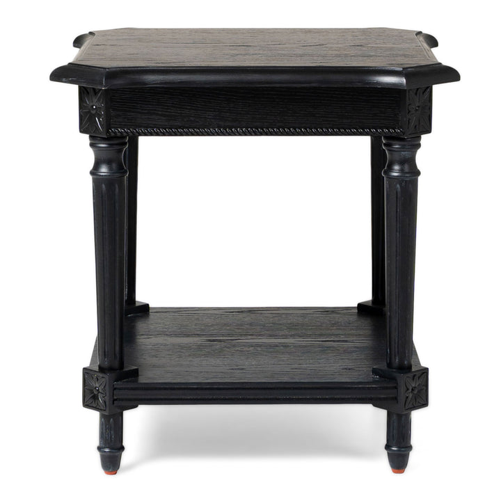Maven Lane Pullman Traditional Square Wooden Side Table, Black, Set of 3