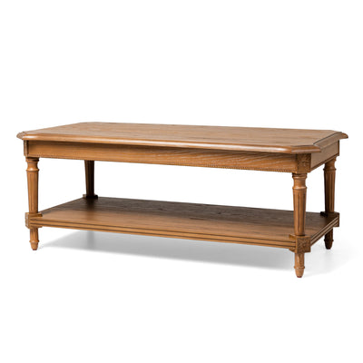 Maven Lane Pullman Traditional Rectangular Wood Coffee Table, Antiqued Natural Finish