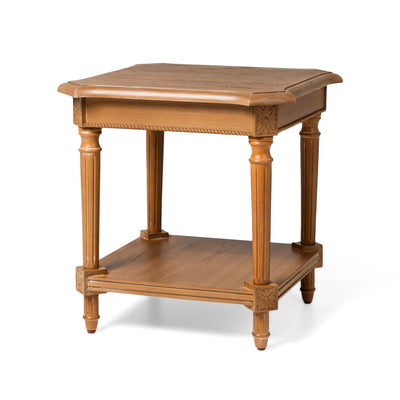Maven Lane Pullman Traditional Square Wooden Side Table, Antiqued Natural Finish - VMInnovations