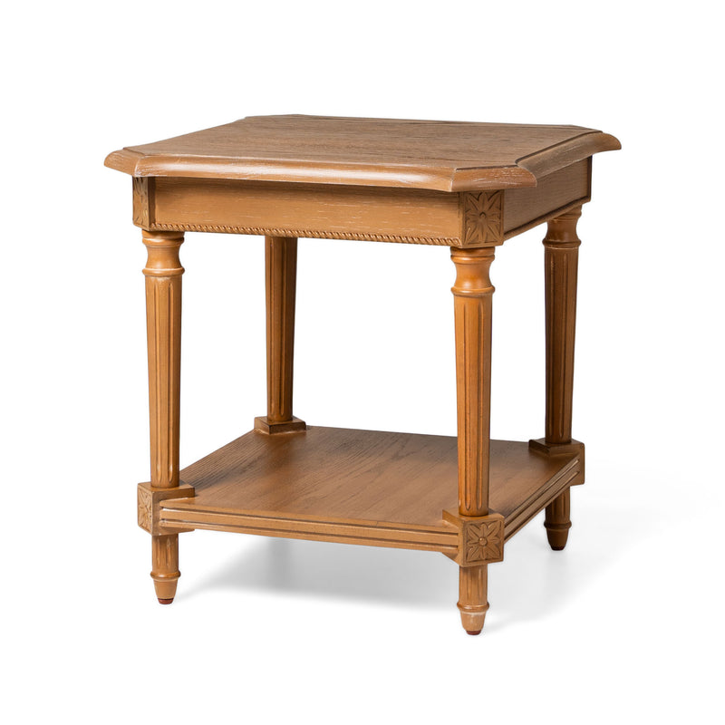 Maven Lane Pullman Square Wooden Side Table, Antiqued Natural Finish (Used)