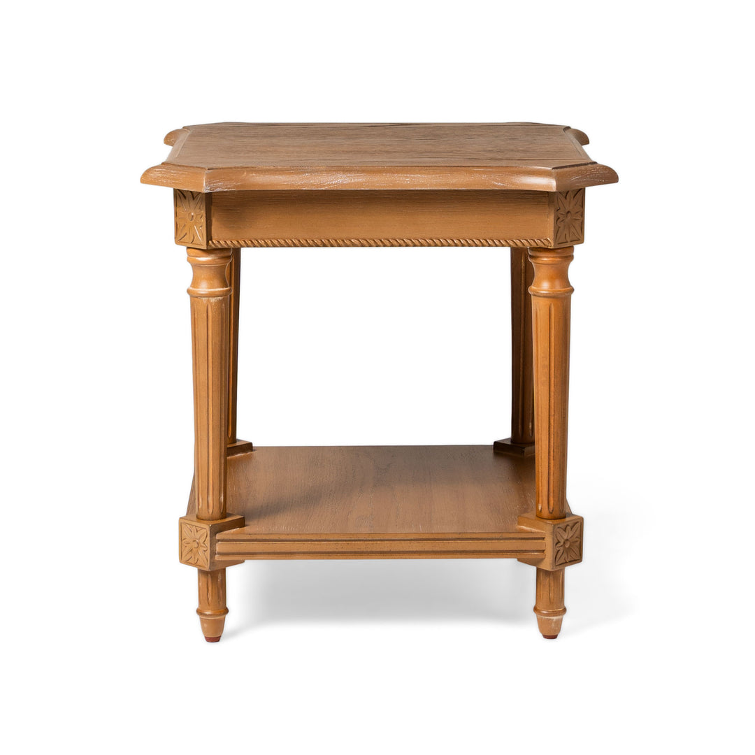 Maven Lane Pullman Traditional Square Wooden Side Table, Antiqued, Set of 4