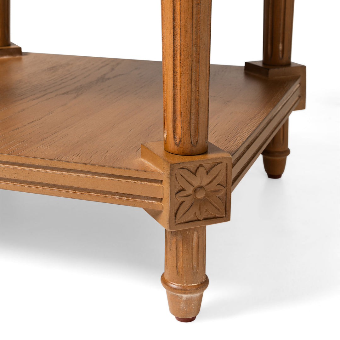 Maven Lane Pullman Traditional Square Wooden Side Table, Antiqued, Set of 4