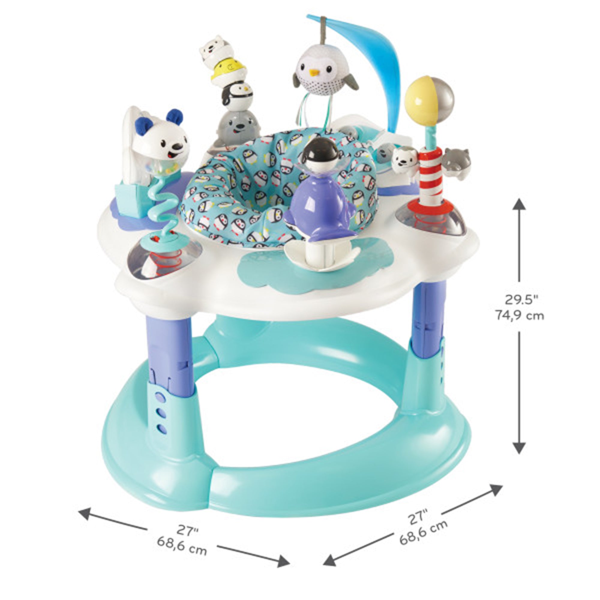 Evenflo ExerSaucer Polar Playground Bouncing Activity Center for Toddlers, Blue - VMInnovations