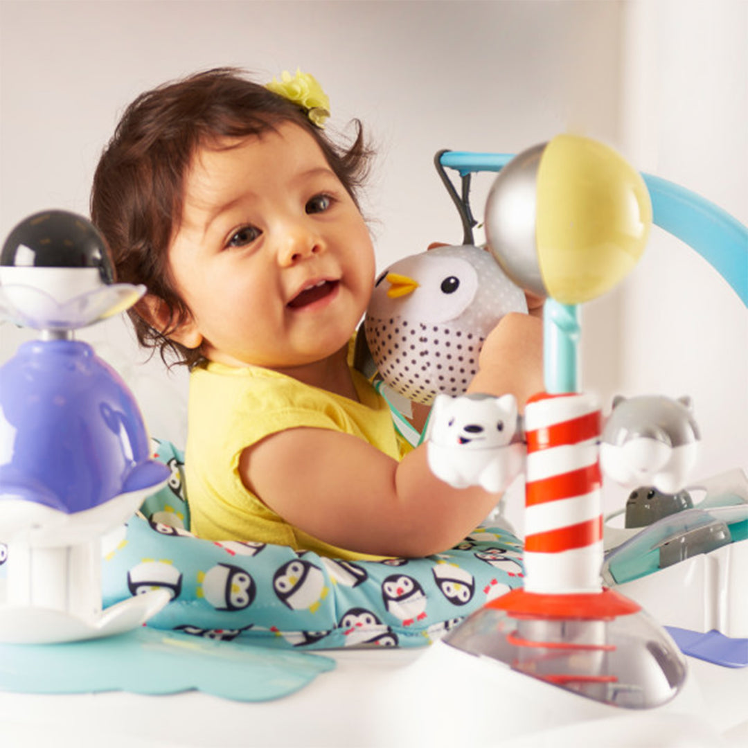 Evenflo ExerSaucer Polar Playground Bouncing Activity Center for Toddlers, Blue - VMInnovations