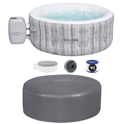 Bestway Fiji SaluSpa Hot Tub Spa & EnergySense Thermal Protective Cover, Gray - VMInnovations