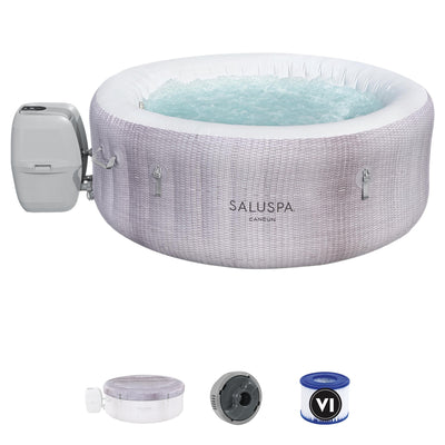 Bestway Cancun SaluSpa Hot Tub Spa & EnergySense Thermal Protective Cover, Gray