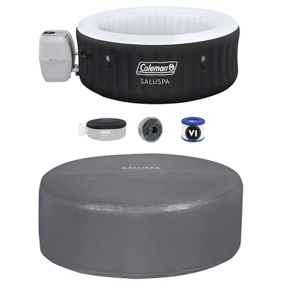 Coleman SaluSpa Inflatable Hot Tub Spa & EnergySense Thermal Spa Cover, Gray