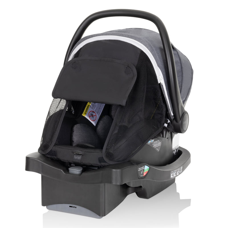 Evenflo Pivot Vizor Travel System with LiteMax Infant Car Seat, Chasse Black