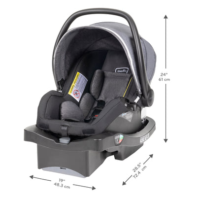 Evenflo Pivot Vizor Travel System with LiteMax Infant Car Seat, Chasse Black