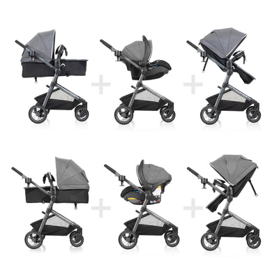 Evenflo Pivot Vizor Travel System with LiteMax Infant Car Seat, Chasse Black - VMInnovations